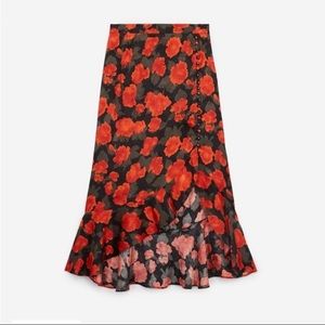 The Kooples Abstract Roses Midi Skirt